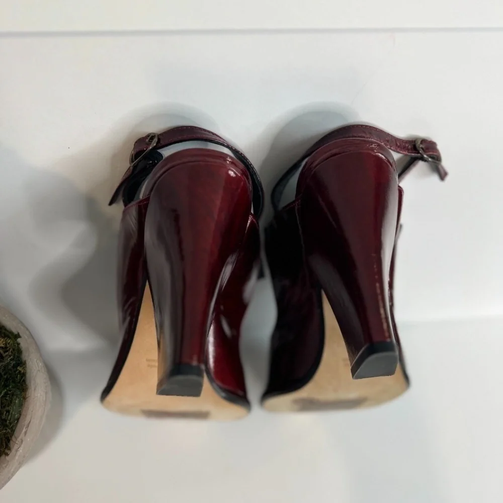 RED Chunky Block Heels With Adjustable Strap